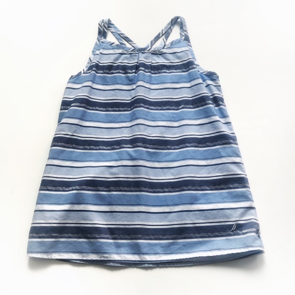 Racer neckline striped tank top